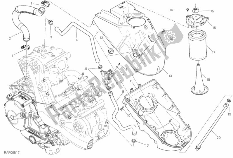 Todas as partes de Entrada De Ar - Respirador De óleo do Ducati Monster 821 Thailand 2015